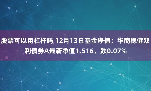 股票可以用杠杆吗 12月13日基金净值：华商稳健双利债券A最新净值1.516，跌0.07%