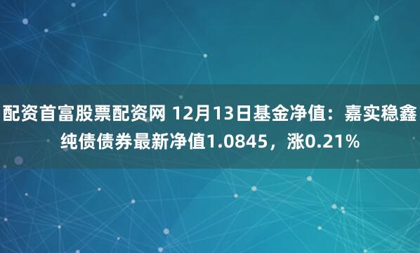 配资首富股票配资网 12月13日基金净值：嘉实稳鑫纯债债券最新净值1.0845，涨0.21%