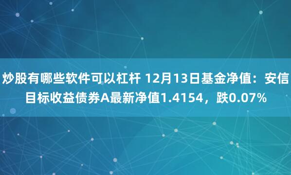 炒股有哪些软件可以杠杆 12月13日基金净值：安信目标收益债券A最新净值1.4154，跌0.07%