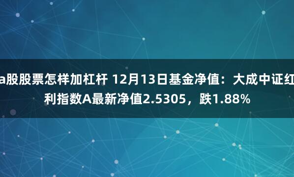 a股股票怎样加杠杆 12月13日基金净值：大成中证红利指数A最新净值2.5305，跌1.88%