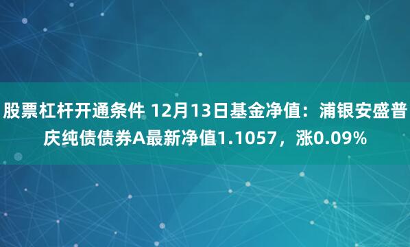 股票杠杆开通条件 12月13日基金净值：浦银安盛普庆纯债债券A最新净值1.1057，涨0.09%