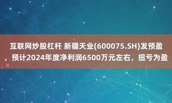 互联网炒股杠杆 新疆天业(600075.SH)发预盈，预计2024年度净利润6500万元左右，扭亏为盈