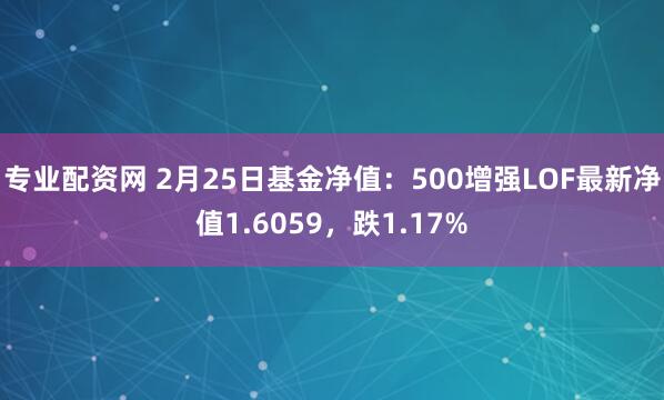 专业配资网 2月25日基金净值：500增强LOF最新净值1.6059，跌1.17%