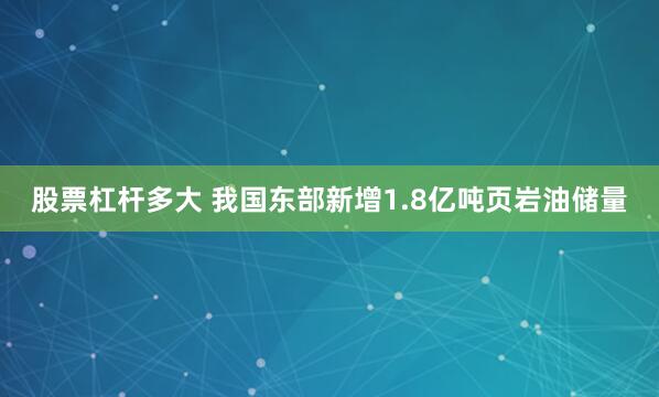 股票杠杆多大 我国东部新增1.8亿吨页岩油储量